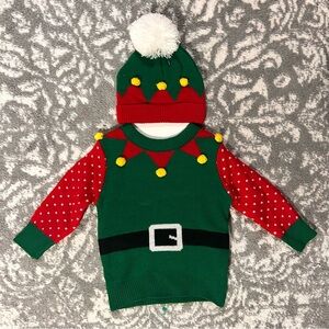 So'dorable Boys Elf Christmas Sweater with Matching Hat NEW 0-6 Months